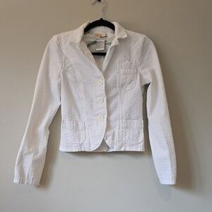 Roxy Paradise Y2K White Seersucker Jacket Beachy Retro M